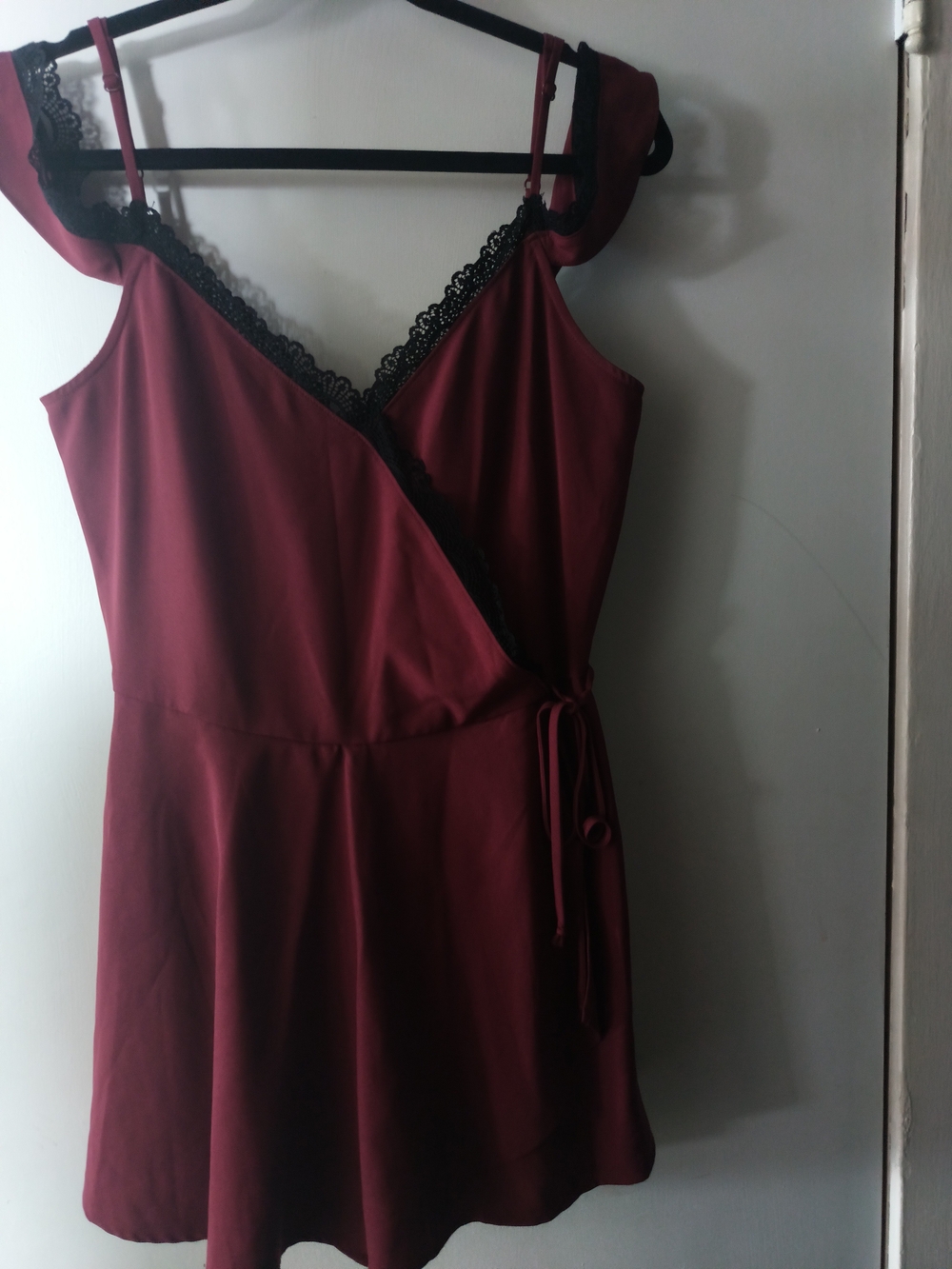 Socialite Burgundy Jumper with Black Lace Trim